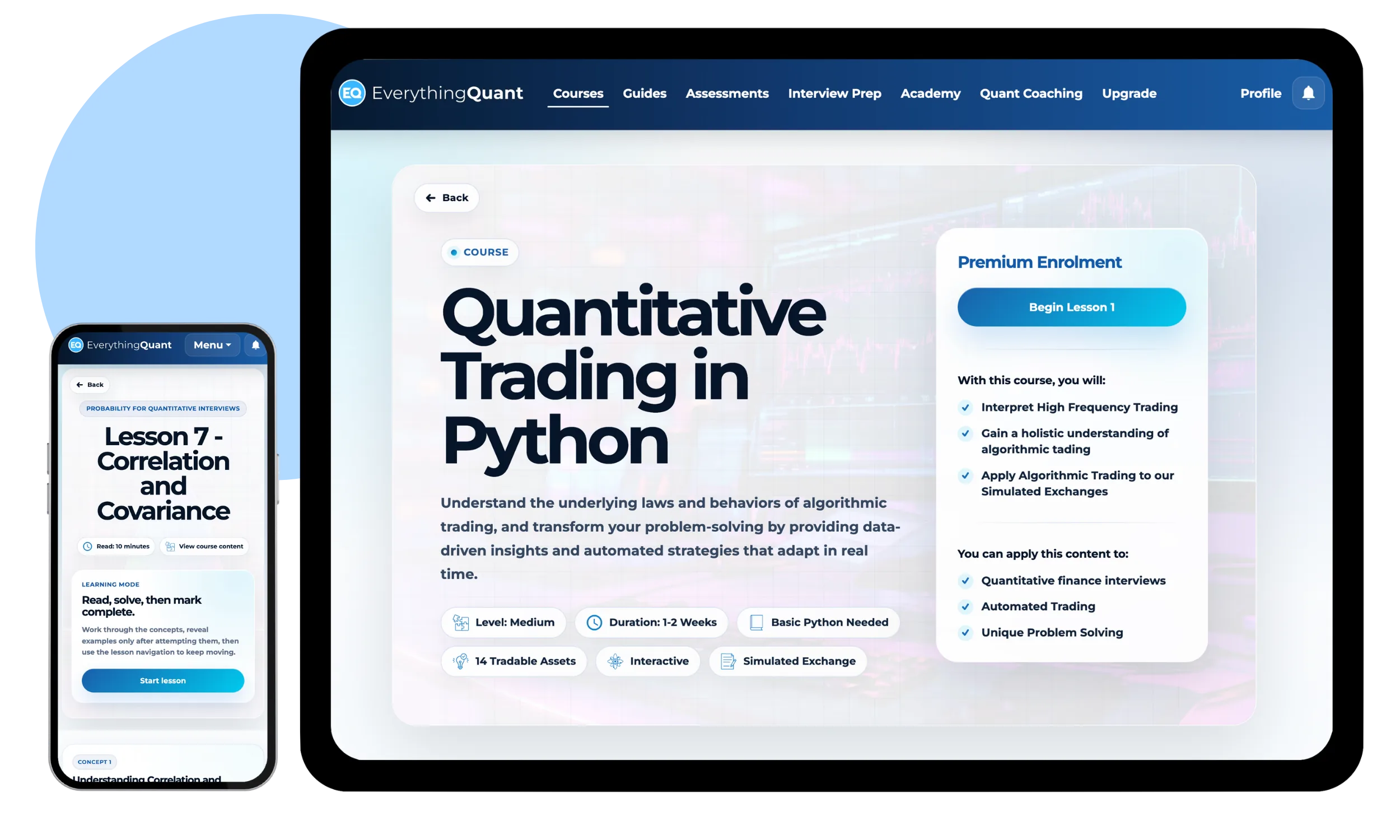 EverythingQuant courses interface