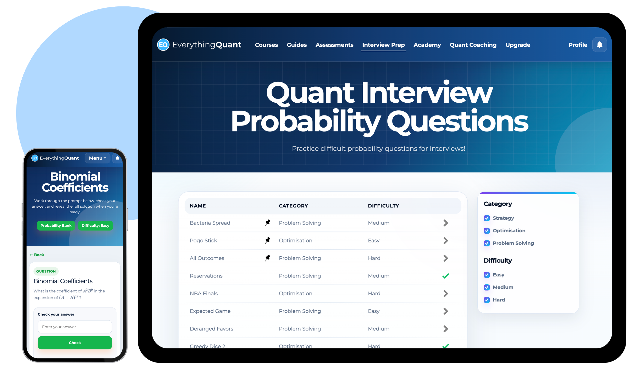 EverythingQuant interview preparation interface