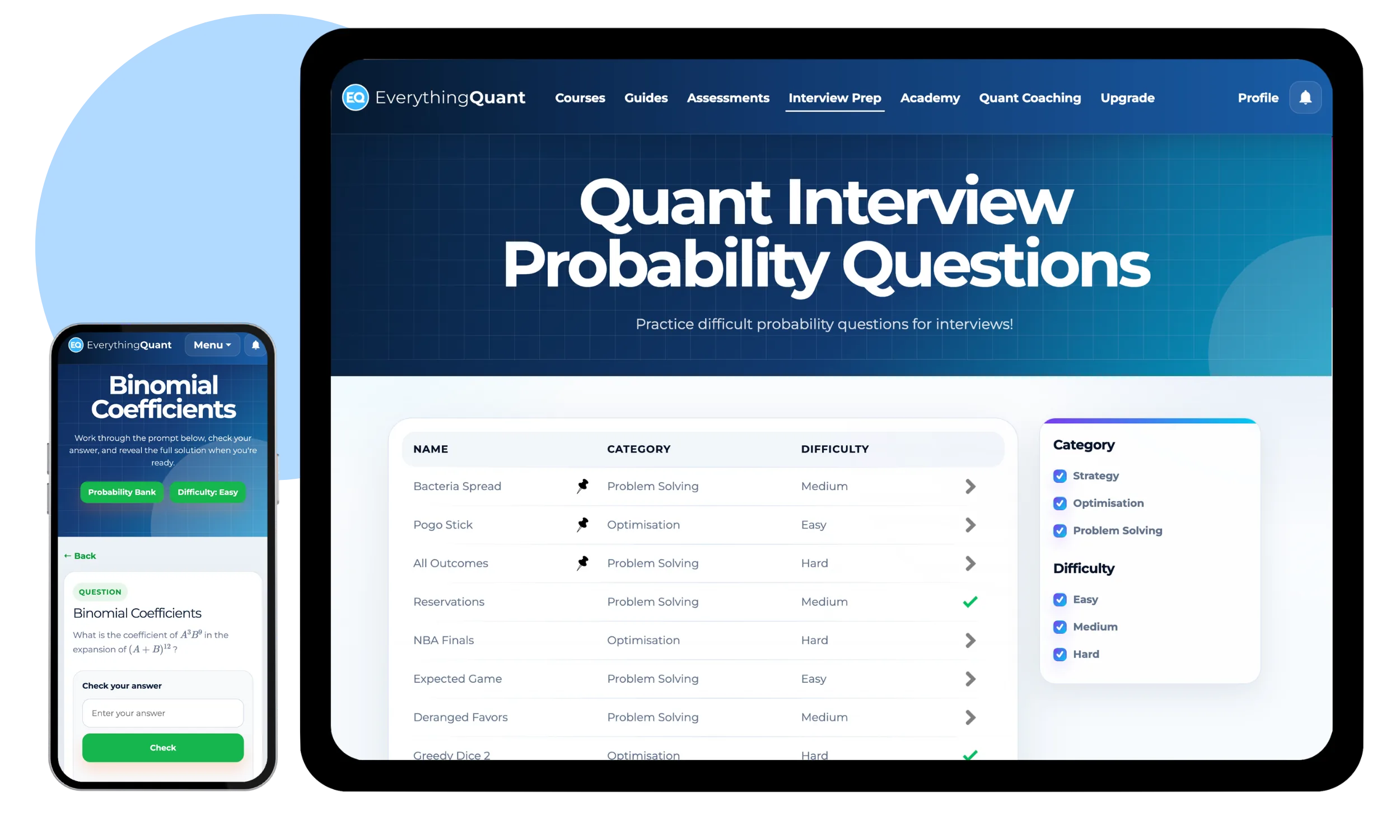 EverythingQuant interview preparation interface