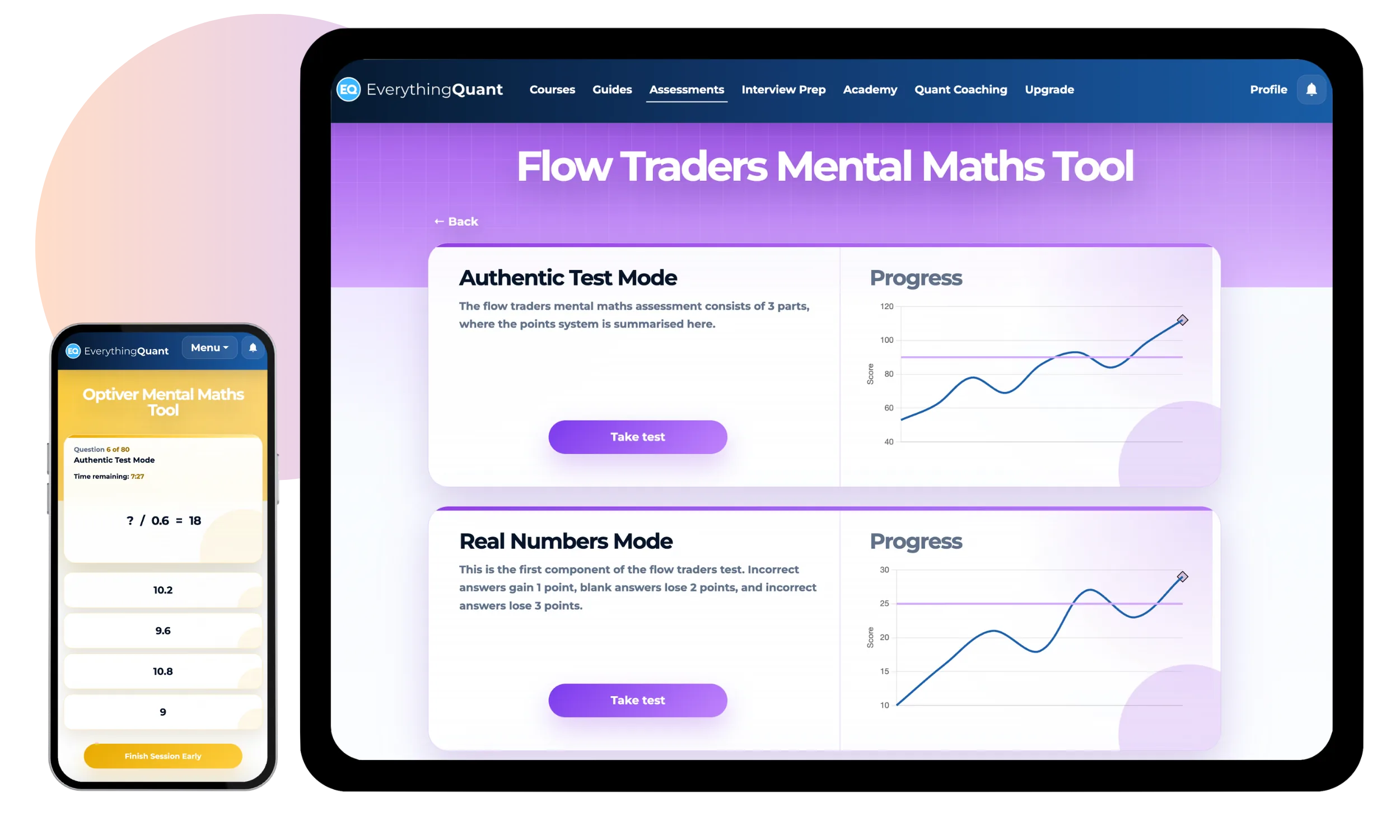 Online assessment practice interface
